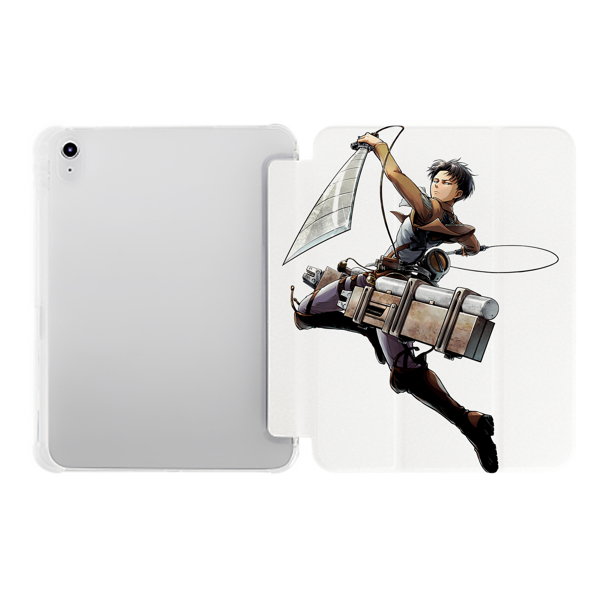 （画像用） 進撃の巨人 リヴァイ·アッカーマン Attack on Titan Levi Ackerman IPad ケース ペン収納付き 三つ折りスタンド PUレザー×シリコン 対応機種9.5/10.5/10.9インチ